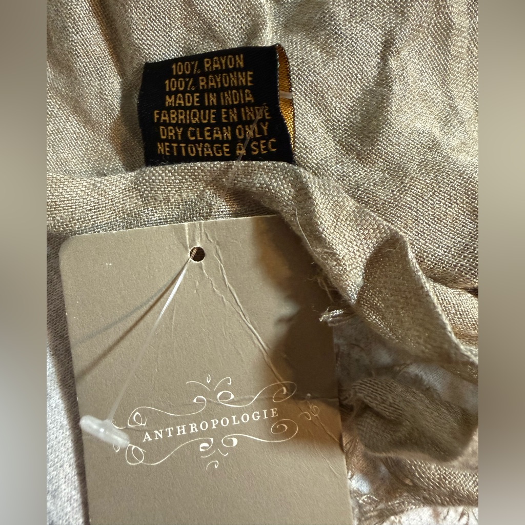 Anthropologie Saachi Olive & Copper Orchid Painted Scarf — image 4 of 6